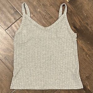 American Eagle Gray Ribbed Plush Tank Top size Large
